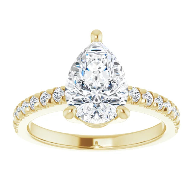 Stunning yellow gold pear engagement ring