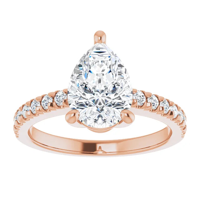 Beautiful rose gold pear engagement ring