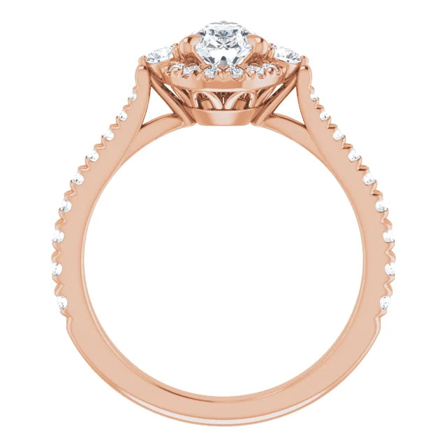 Radiant Pear Engagement Ring in Rose Gold 