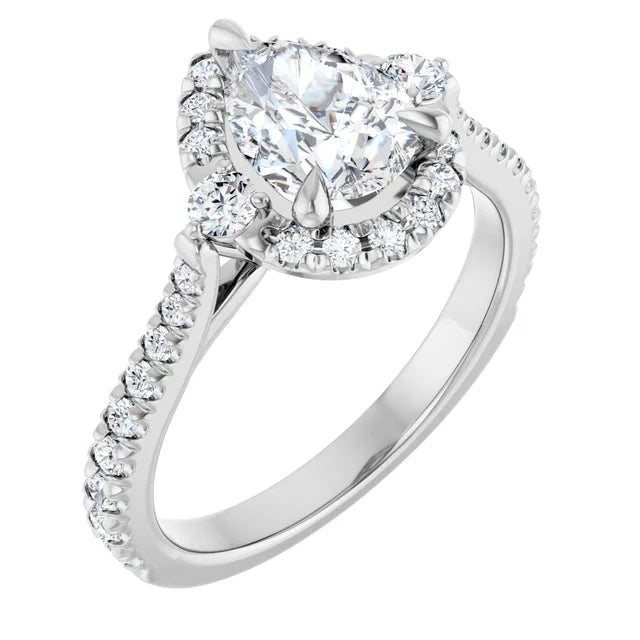 White Gold Pear Engagement Ring