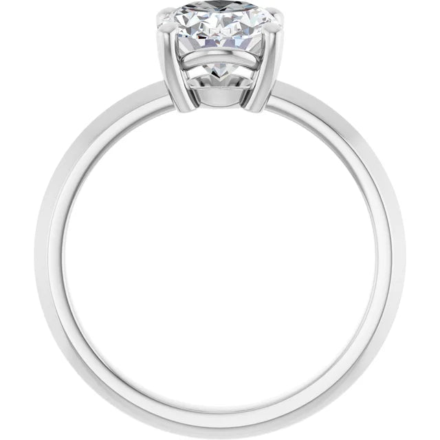 Premium Oval Solitaire Engagement Ring in White Gold 