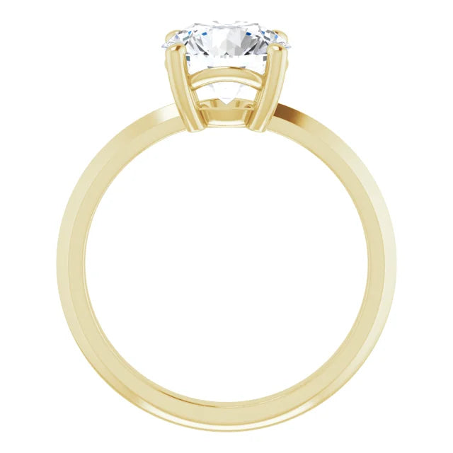 Stylish yellow gold round solitaire ring