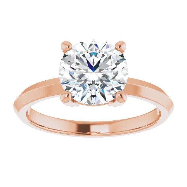 Sleek rose gold round solitaire engagement ring
