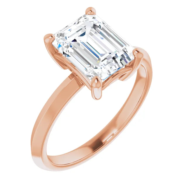 Emerald Cut Solitaire Engagement Ring in Rose Gold