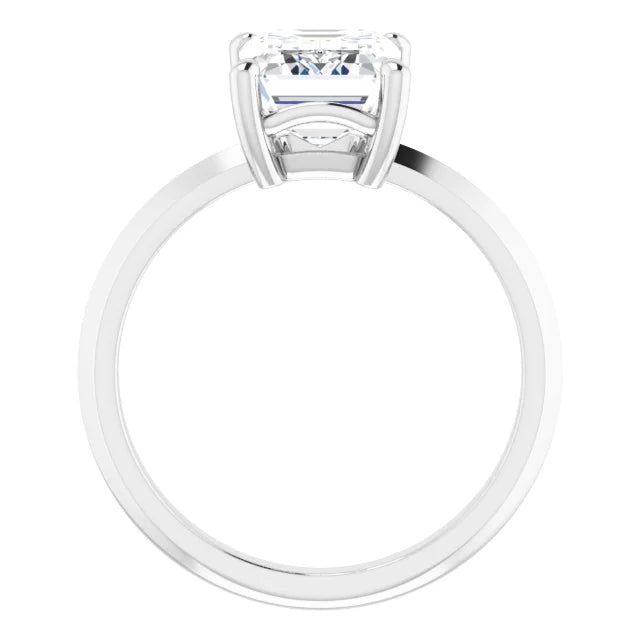 Gold Emerald Cut Solitaire Engagement Ring in White