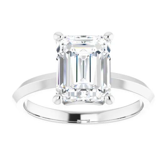 White Gold Emerald Cut Solitaire Engagement Ring