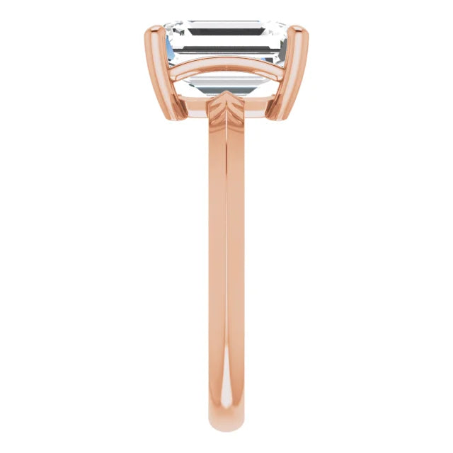  Emerald Cut Solitaire Engagement Ring in Rose Gold Colour