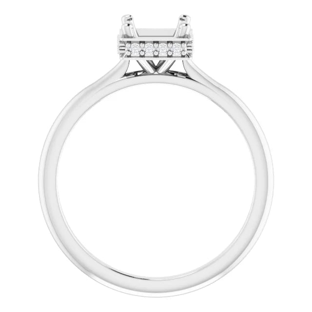 White gold square engagement ring