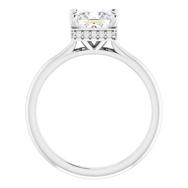 White gold square engagement ring with classic solitaire design