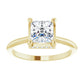 Square engagement ring with yellow gold