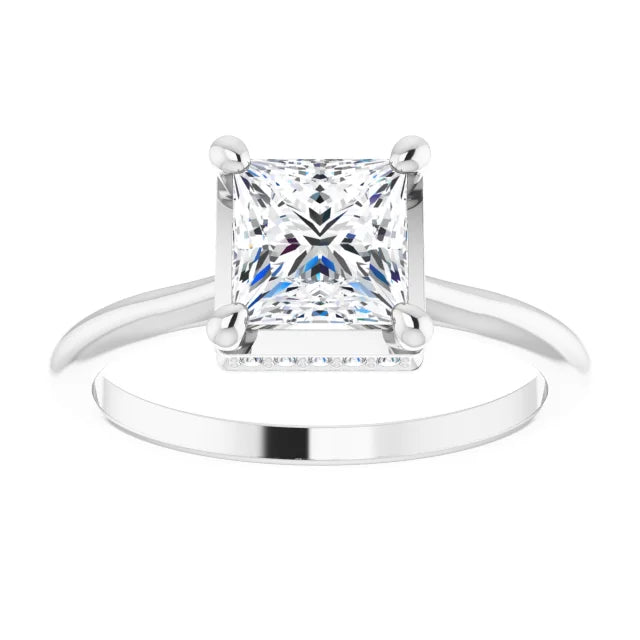 White gold square engagement ring