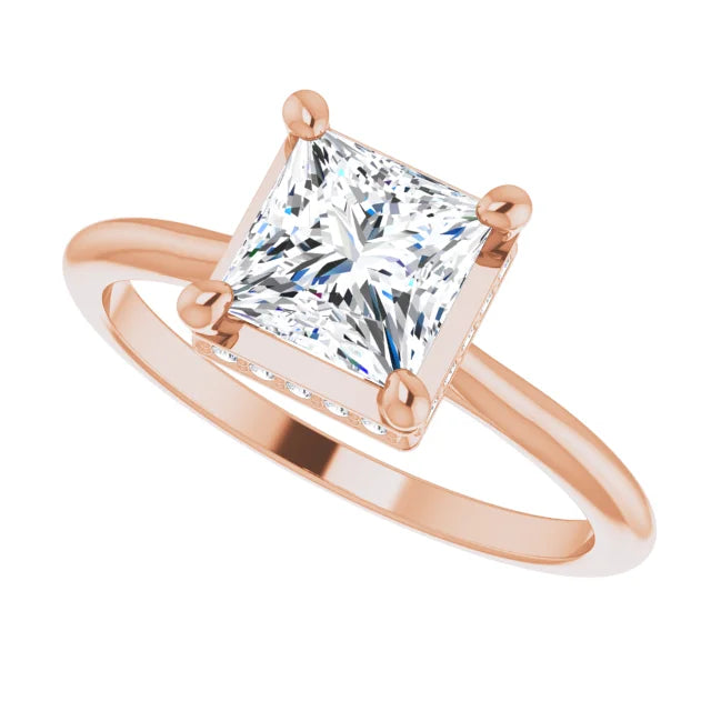 Rose gold square engagement ring