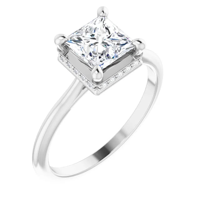 White Gold Square Engagement Ring-1
