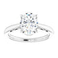 Elegant oval solitaire diamond ring in white rose
