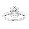 Elegant oval solitaire diamond ring in white rose