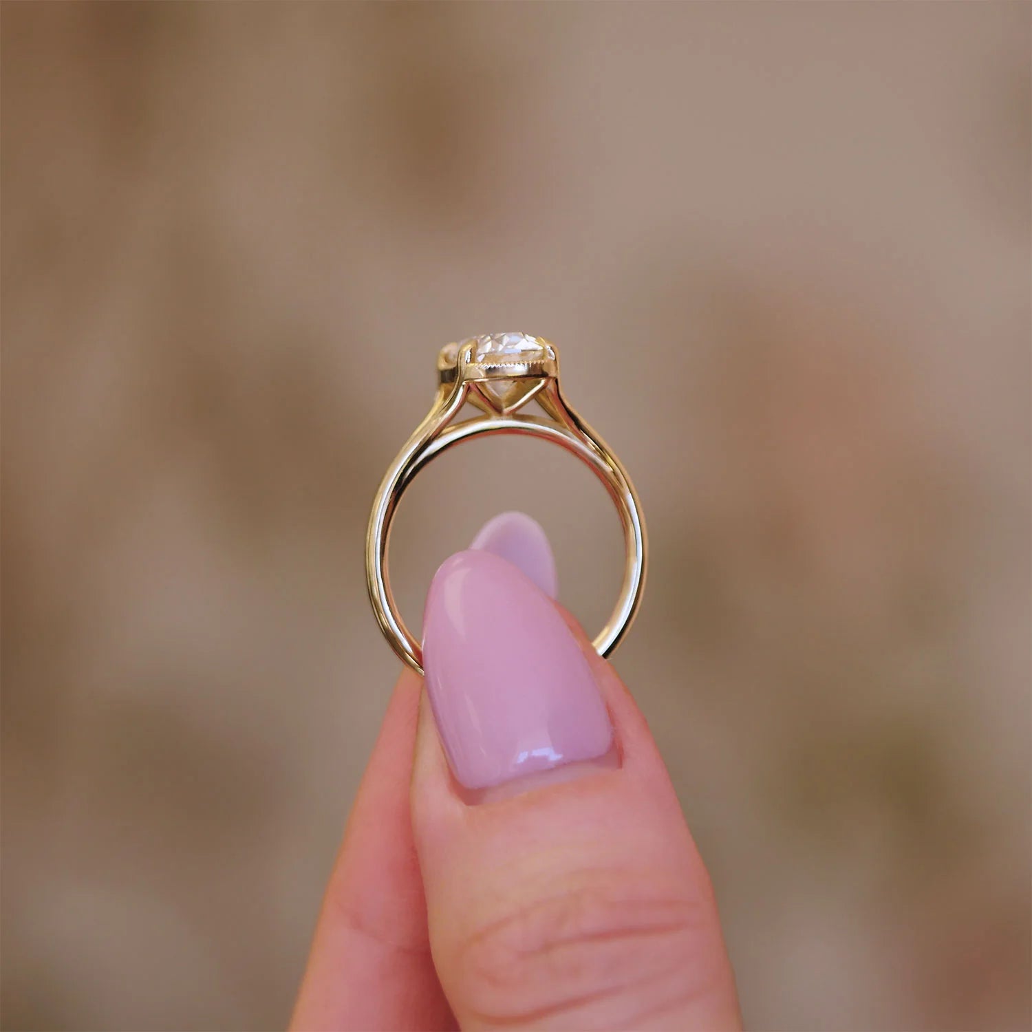 Yellow Gold ESplit Shank Oval Solitaire Engagement Ring