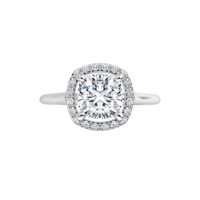 White Gold Cushion Engagement Ring with Halo