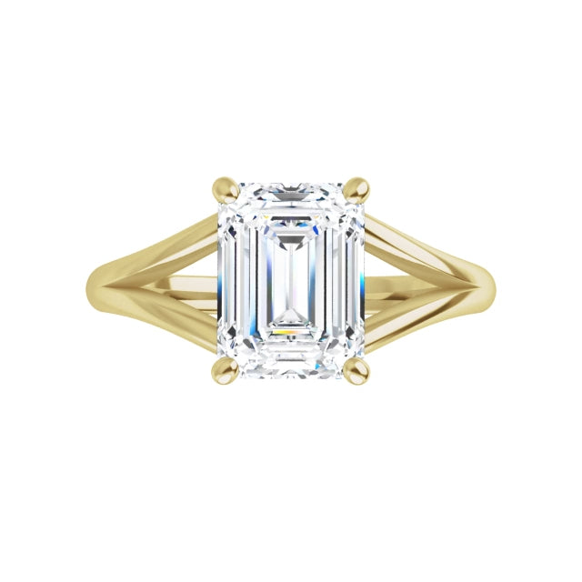 Yellow Gold Emerald Cut Solitaire Engagement Ring