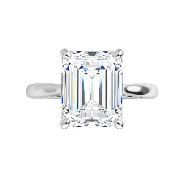 White Gold Emerald Cut Solitaire Engagement Ring