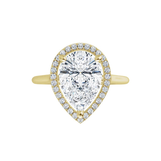 White Gold Pear Engagement Ring with Halo
