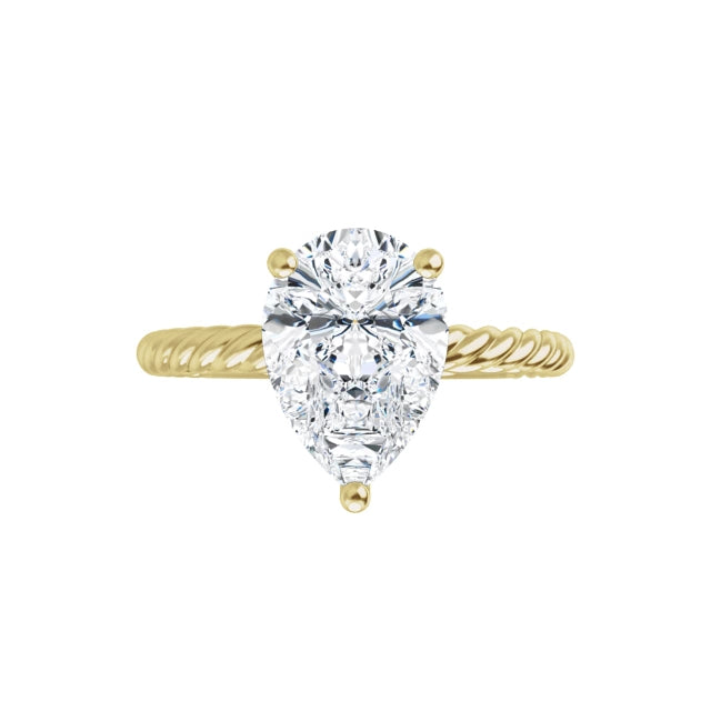 Yellow Gold Pear Solitaire Engagement Ring