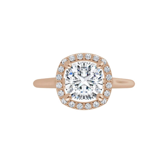 Rose Gold Cushion Engagement Ring with Halo