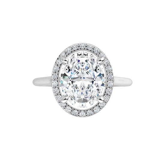 White Gold Oval Engagement Ring with Halo
