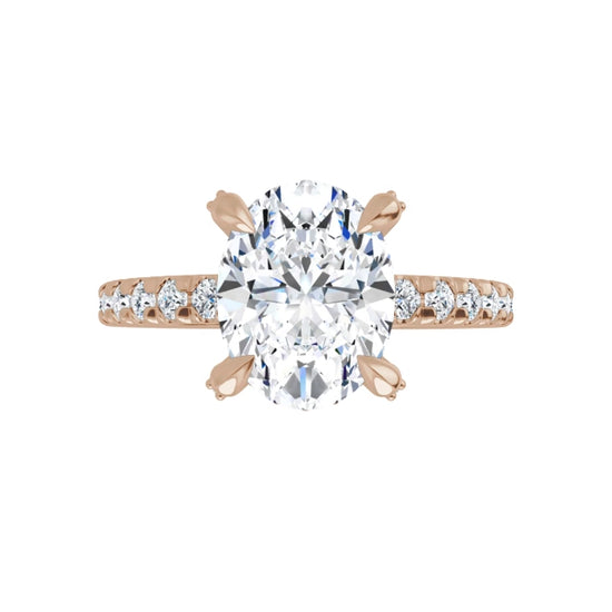 Rose Gold Oval Engagement Ring With Hidden Halo