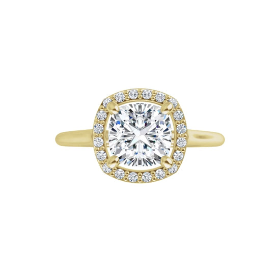 Yellow Gold Cushion Engagement Ring with Halo