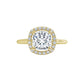 Yellow Gold Cushion Engagement Ring with Halo