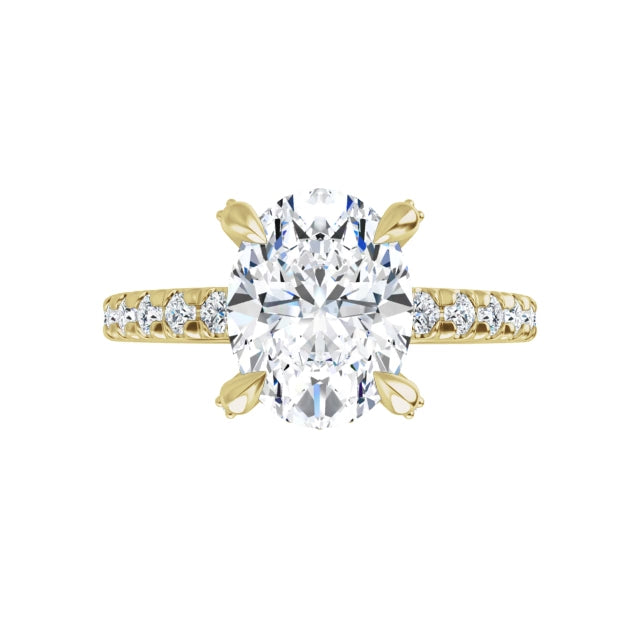 Yellow Gold Oval Engagement Ring With Hidden Halo