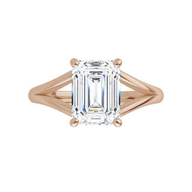 Rose Gold Emerald Cut Solitaire Engagement Ring