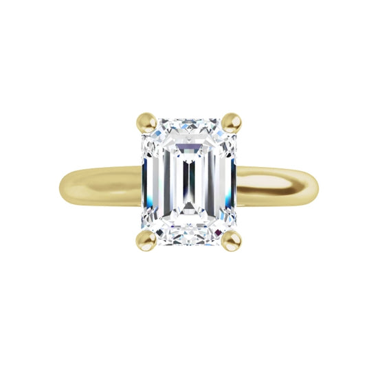 Yellow Gold Emerald Solitaire Engagement Ring