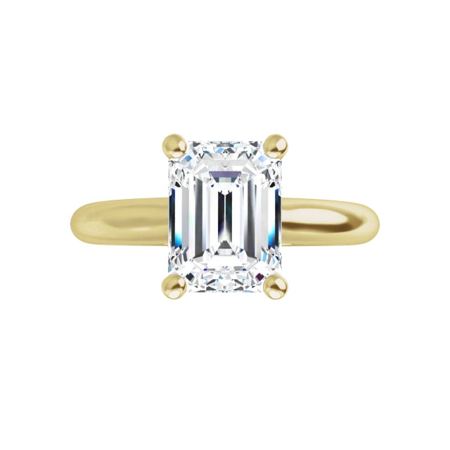 Yellow Gold Emerald Solitaire Engagement Ring