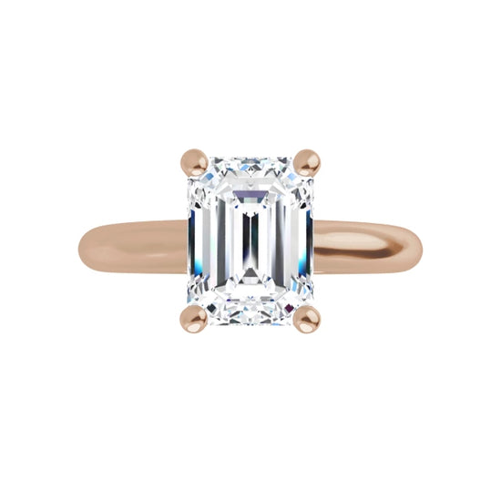 Rose Gold Emerald Solitaire Engagement Ring